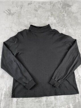 Bogner Black Turtleneck Long Sleeve Top XL Made in USA Embroidered Logo